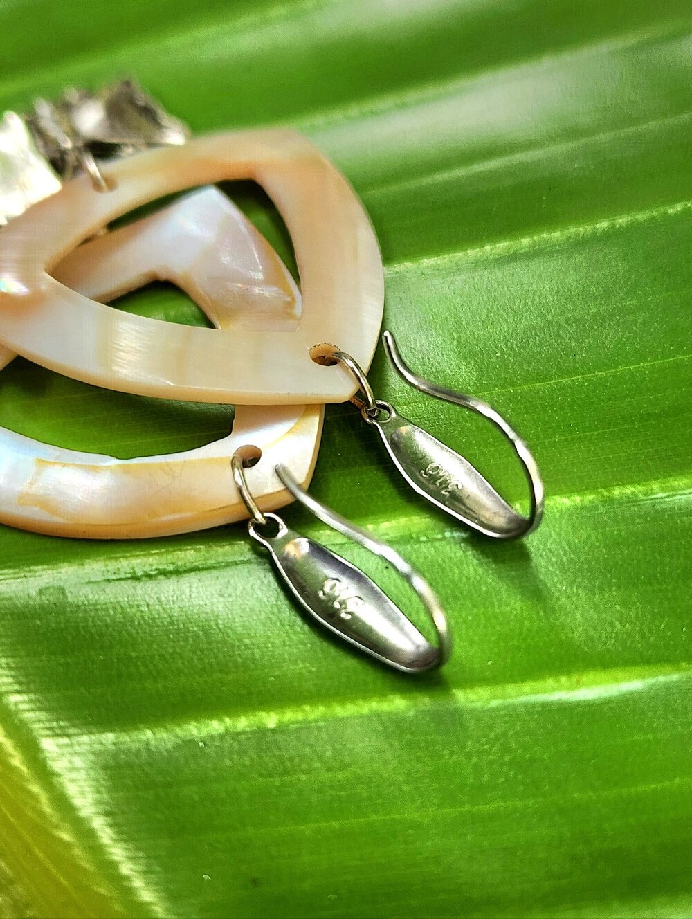 Natural Mother of Pearl Stone Boho Butterfly Silver Earrings Designer jewelry - Picture 5 of 8